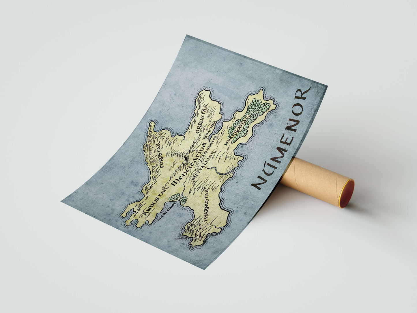 Númenor Map Print – Tolkien Middle Earth Wall Art Poster