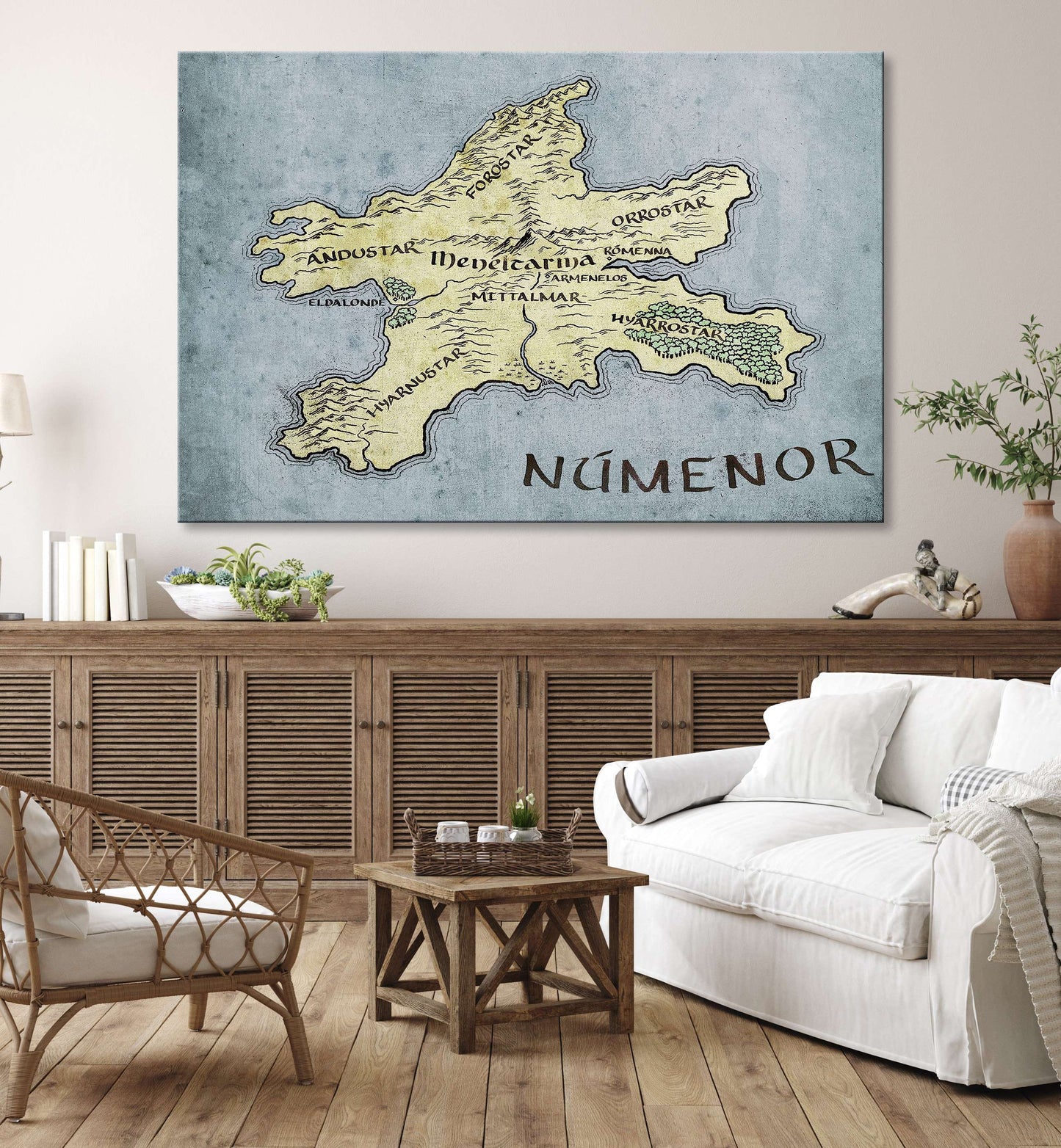 Númenor Map Print – Tolkien Middle Earth Wall Art Poster